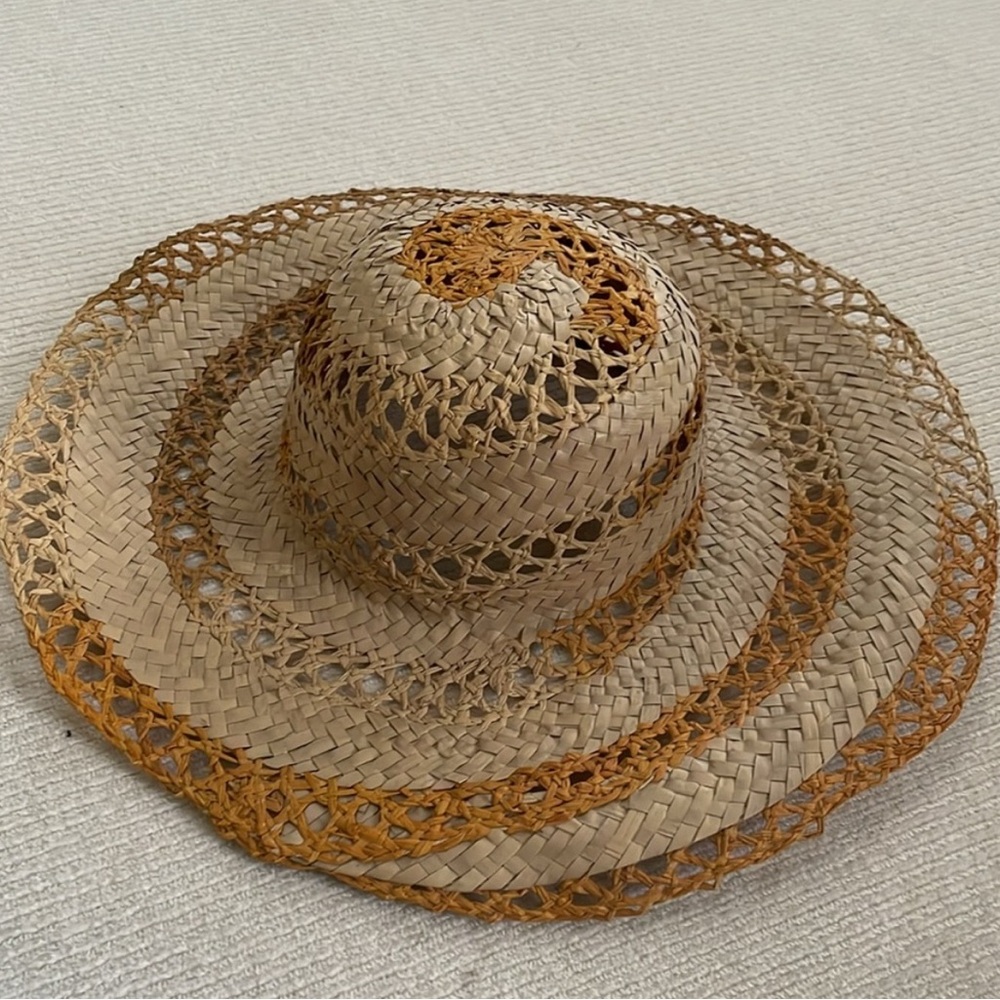 Bloomingdale's Woven Straw Sun Hat - Natural and Tan Yellow